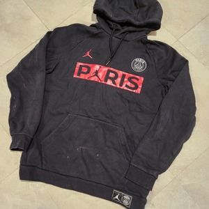 NIKE Air Jordan Paris Saint Germain Mens M Medium STAINED Sweatshirt Hoodie